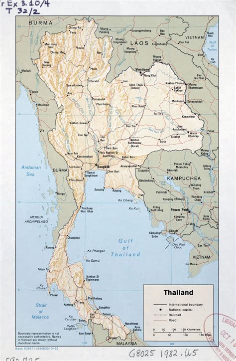 Large Detailed Political Map Of Thailand With Relief Roads Railroads