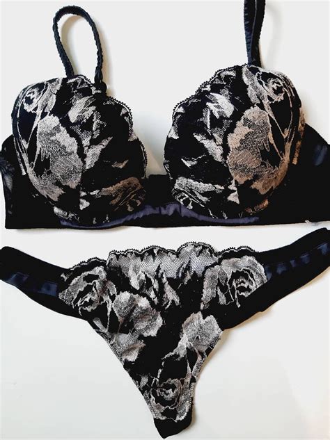 Luxury Lingerie Set Push Ap Lace Bra And Panties La Perla Etsy