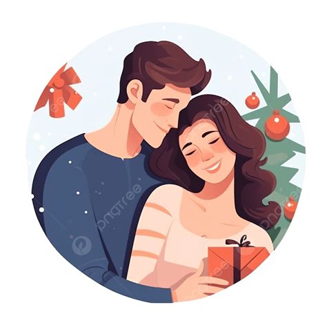 Pareja Abrazándose Y Disfrutando De La Navidad Juntos En Casa Png