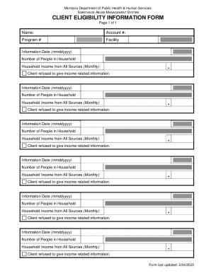 Fillable Online Dphhs Mt Eligibility Form Eligibility Form Fax Email