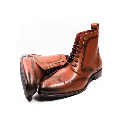 Brown Leather Lace Up Dress Boots For Men Beatnik