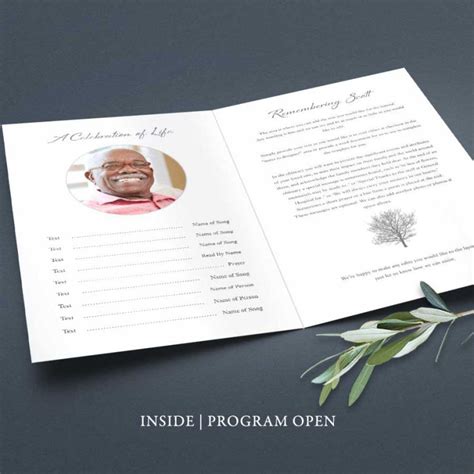 Celebration of Life Program Printable Template to Print Locally