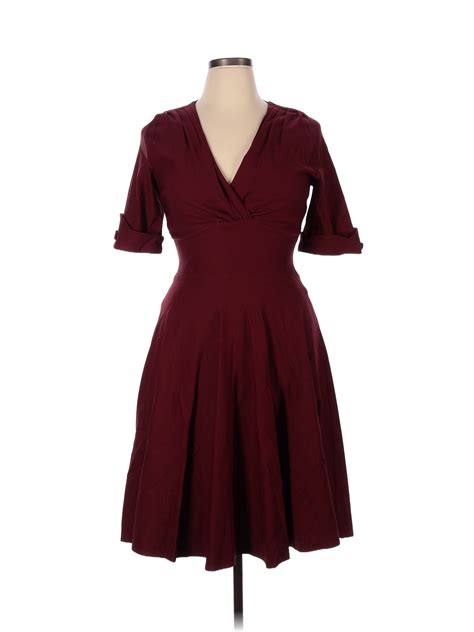 Unique Vintage Solid Maroon Burgundy Casual Dress Size Xl 63 Off