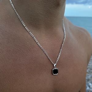 Black Onyx Pendant Necklace Black Onyx Stone Pendant Mens Mens Stone