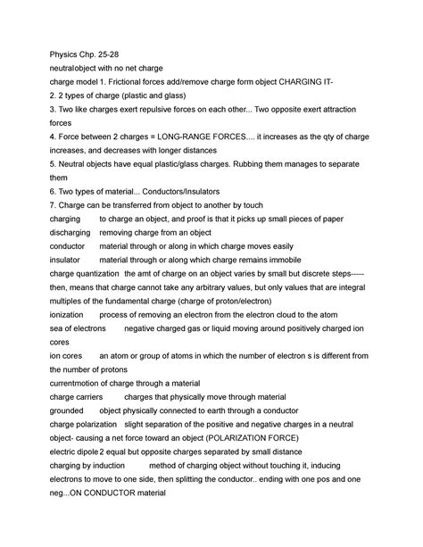 Physics Chp Chapter Notes Physics Chp 25 Neutralobject With No