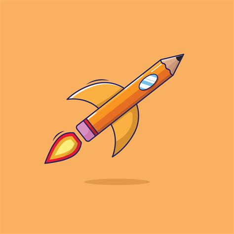 Cute Cartoon Pencil Rocket Vector Goes To School 26535256 Vector Art At