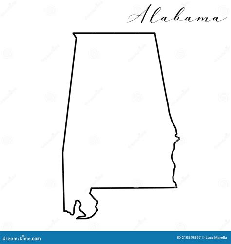 Alabama Line Map Stock Vector Illustration Of Geography