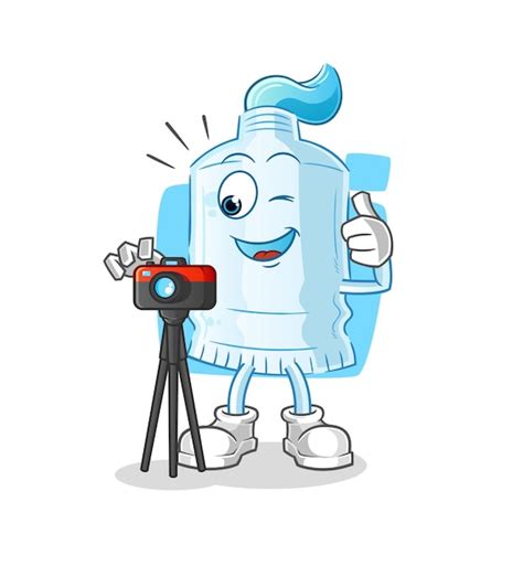 Premium Vector Toothpaste Photographer Character Cartoon Mascot Vector