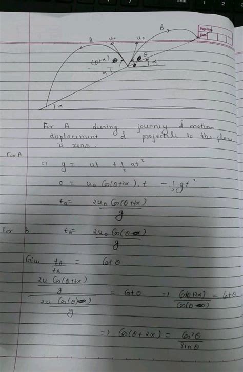 Two Particle A And B Are Projected Simultaneously From A Fixed Point On