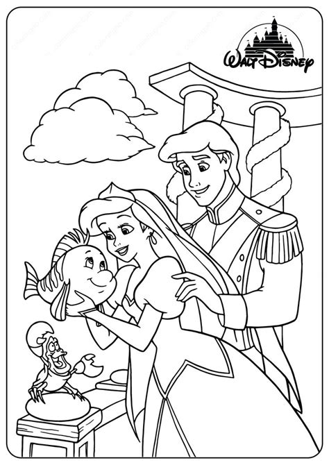 Printable Ariel and Prince Eric Coloring Pages | Ariel coloring pages ...