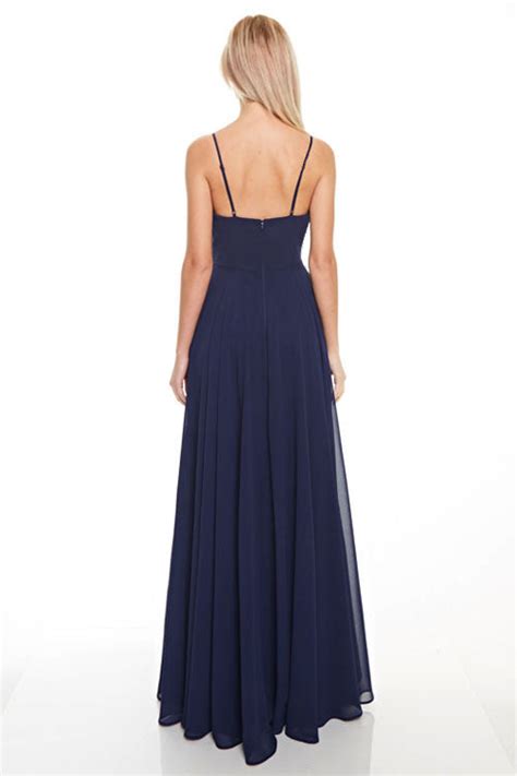 V Neck Chiffon Long Bridesmaid Maxi Formal Dress In 4 Colors Frugal