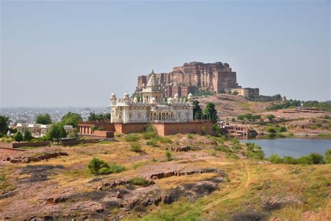 Jaswant Thada Mausoleum And Majestic Mehrangarh Fort Located In Jodhpur