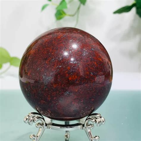 375G NATURAL RED Chicken Blood Stone Quartz Sphere Crystal Ball Healing