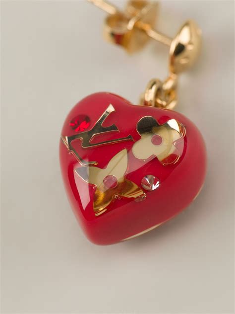 Lyst Louis Vuitton Heart Earrings In Red