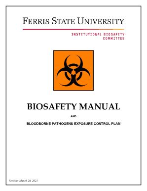 Fillable Online Bloodborne Pathogens And Biosafety Plan Fax Email Print