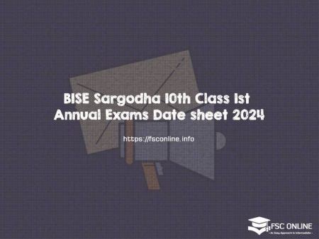 Bise Sargodha Th Class St Annual Exams Date Sheet