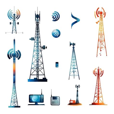 Telecom Vector Set White Background Isolated A High Quality Premium