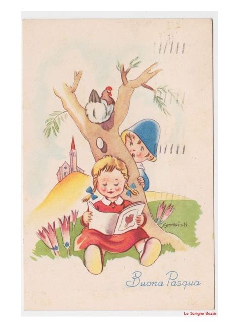 Galbiati Buona Pasqua Cartolina Umoristica Vintage Pasqua Bambini