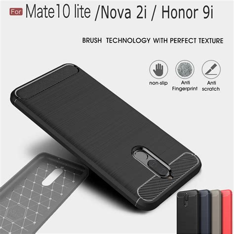 For Huawei Mate 10 Lite Case Luxury Silicone Carbon Fiber TPU