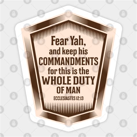 Fear Yah And Keep His Commandments Bible Verse Sticker TeePublic