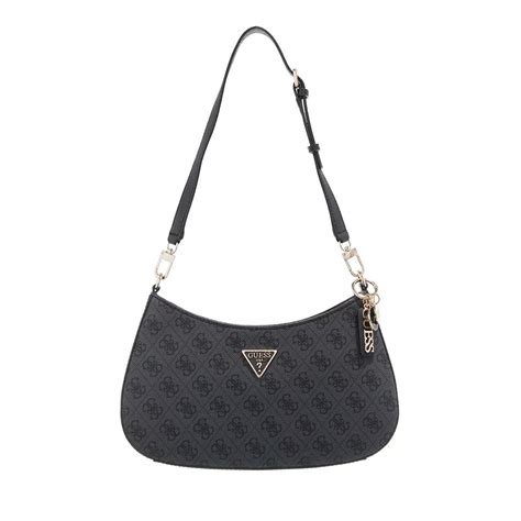 Guess Noelle Top Zip Shoulder Bag Coal Logo Sac Bandouli Re