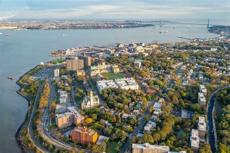 New York City Boroughs Staten Island Aerial View With The Verrazano