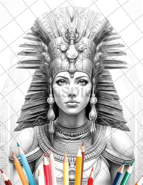 35 Ancient Egyptian Queens Coloring Book Printable For Adults Graysca