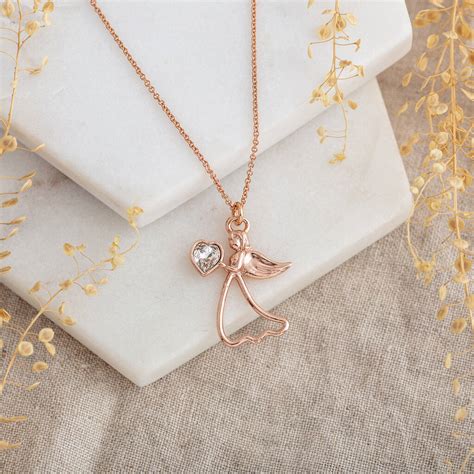 Rose Gold Plated Sterling Silver Angel Necklace By Poppyk