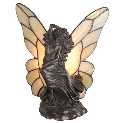 Table Lamp W Stained Glass Wings 8 Inch H Floating Fairy Accent Lamp