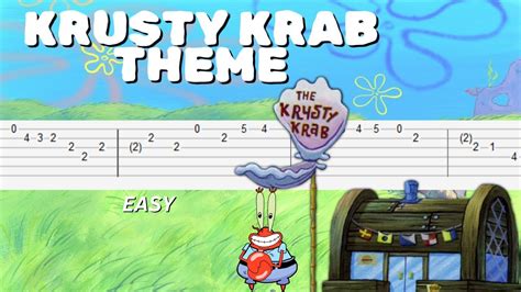 Krusty Krab Theme Spongebob Guitar Tab Easy Youtube