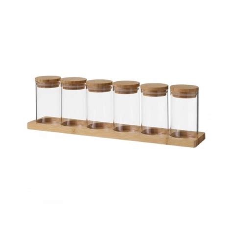 Set De Pots Pices En Verre Et Plateau En Bambou Wadiga Mr Scandinave