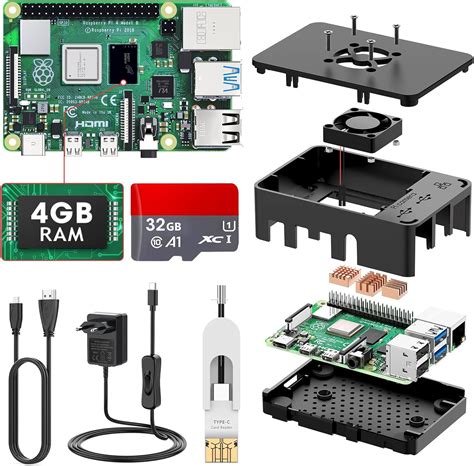 Beumons Raspberry Pi 4 Modell B 4GB RAM Mit 32G Basis Starterkit Mit