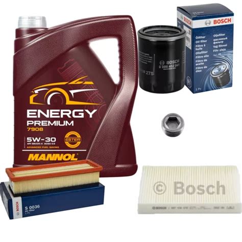 BOSCH INSPECTION SET 5 L Mannol Energy Premium 5W 30 Pour Fiat Idea 350