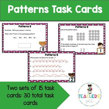 Patterns Task Cards Th Grade Sol By Teachers Pet Tpt