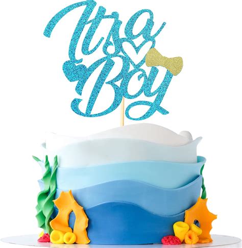 Amazon Sotpot It S A Boy Cake Topper Blue Glitter Boy Cake Topper