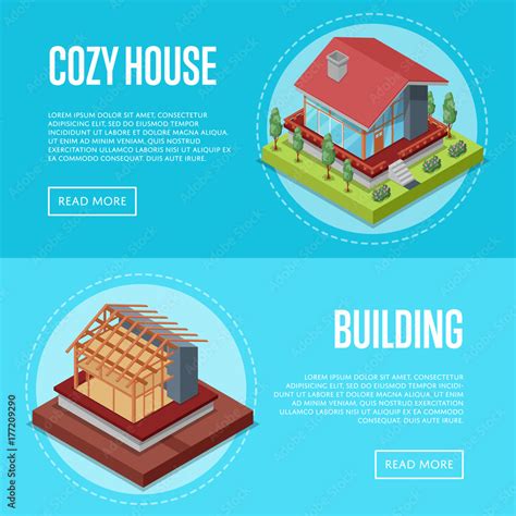 Cozy House Building Posters Set House Framework Construction Walls