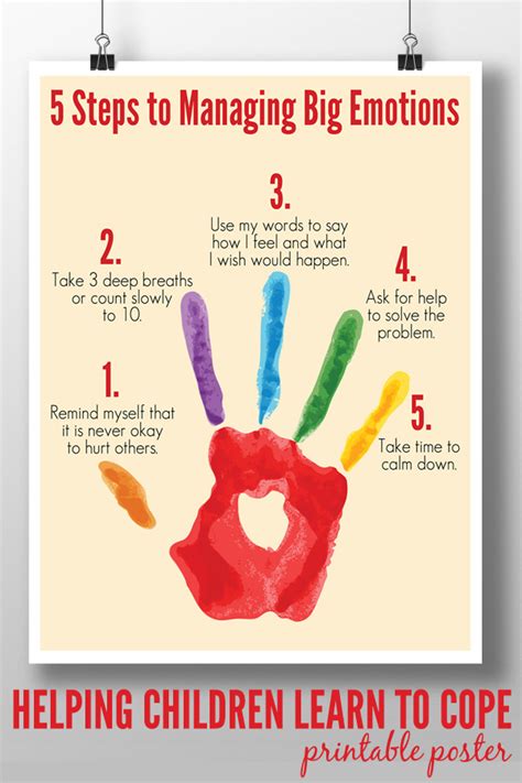 5 Steps To Managing Big Emotions Printable