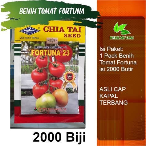 Jual Benih Biji Seed Unggul Tomat F1 Fortuna Isi 2000 Butir Cap Kapal