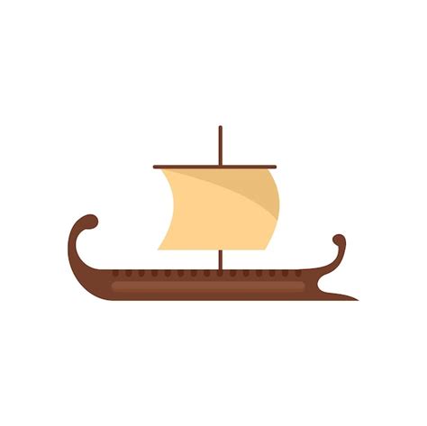 Premium Vector Ancient Greek Ship Icon Flat Vector Trireme Boat Roman