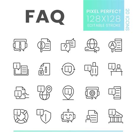 Conjunto De Iconos Lineales Perfectos De P Xeles Faq Lista De