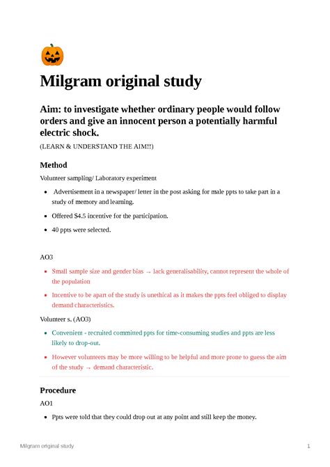 SOLUTION: Milgram original study - Studypool