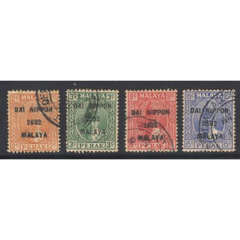 Setem Malaysia 1943 1945 Lot Of 4v Malaya Japanese Occupation Perak