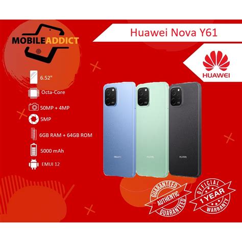 Huawei Nova Y61 Ntc 1 Year Official Warranty Shopee Philippines