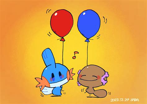 Mudkip And Paldean Wooper Pokemon Drawn By Saba Hokke Danbooru