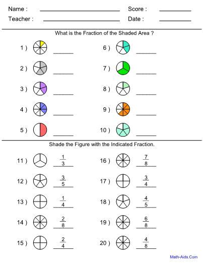 Fichas Ejercicios De Fracciones Con Figuras 2 Imagenes Educativas