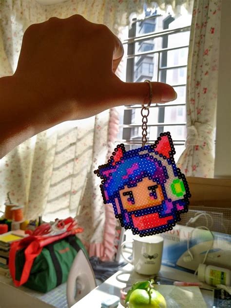 league of legends lol 英雄联盟电玩阿狸头像拼豆 perler beads pixel art Abalorios