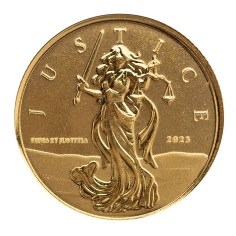 2023 1/10 oz Gibraltar Lady Justice.9999 Gold Proof Coin | European Mint