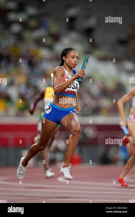 Allyson Felix competing in the 2020 Tokyo Olympics Stock Photo - Alamy