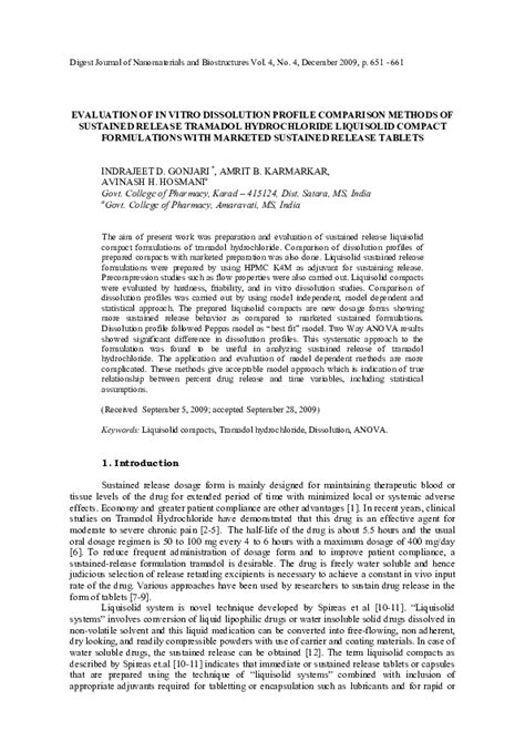 Pdf Evaluation Of In Vitro Dissolution Profile Comparison Methods Of