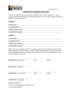 Fillable Online Borrower Authorization Form E8cdc Org Fax Email Print